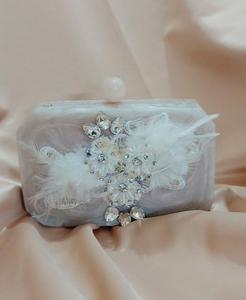 Pochette fantaisie avec pierre lourde travail résine Imitation perle plaqué or Vintage papillon breloque sac pour mariage femme - Product Image 2