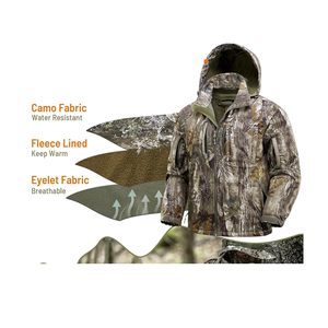 Veste de chasse en softshell robuste avec capuche, imperméable et silencieuse, design en tissu imprimé, technologie Bayer Material - Product Image 3