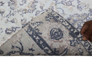 Style Antique Traditionnel Floral Oushak Aqua Noir Gris Sur Mesure Handloom Tapis Antidérapant en Soie Parfait pour la Décoration Intérieure - Product Image 5