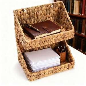 New Design Handwoven 2-Tier <b>Storage</b> Basket Handmade <b>Storage</b> Basket Wholesale eco-friendly Made by VgreenArt from Vietnam - Product Image 1