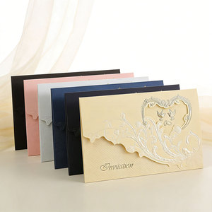 Enveloppes d'<span class=keywords><strong>invitation</strong></span> de mariage personnalisées en papier blanc mat avec logo en relief, cartes de remerciement incluses, pour marque de mode - Product Image 1