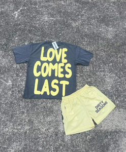 Conjunto de Camiseta y Pantalones Cortos con Estampado Vintage de Amor, Color Blanco y Rojo, Ropa Casual de Calle para Hombre, Ligera, Transpirable, Conjunto Combinado de Verano - Product Image 6