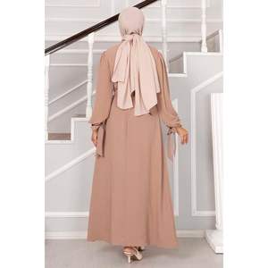 Robe Hijab Motif de Pierre à Demi Boutonné Vison - Product Image 4