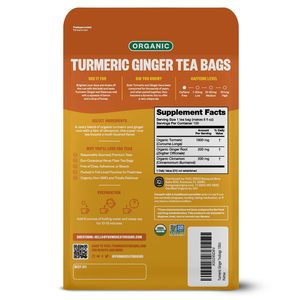 Thé au gingembre et au curcuma biologique FGO, sachets de thé écologiques, 100 unités - Product Image 2