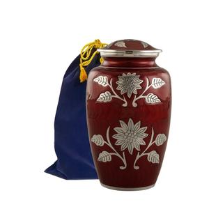 Urne de tournesol Urne funéraire pleine grandeur Bourgogne Funérailles et mémorial pour cendres humaines 200 lbs avec sac en velours - Product Image 1