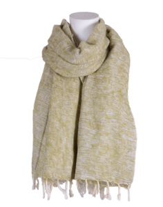 Châle en laine Yak, châle à rayures lumineuses, ombrage verte, HYWSM 508 - Product Image 2