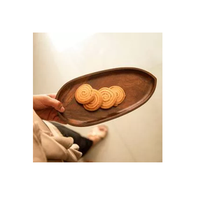 Assiette de feuille de bois unique rustique produit fabriqué plat décoratif en forme de feuille servant assiette en bois et artisanat indien - Product Image 4