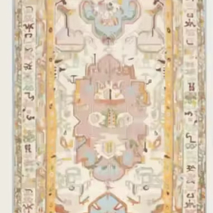 Tapis Oushak turc vintage fait à la main | Tapis oriental de couleur pastel | Zone de laine bohème géométrique, tapis de salon de style antique - Product Image 1