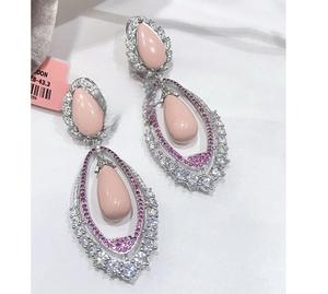 ต่างหูแฟชั่นชุบทองคุณภาพดี ดีไซน์ทันสมัย ประดับด้วยพลอยกึ่งมีค่า เหมาะสำหรับงานแต่งงานและงานปาร์ตี้ สำหรับผู้หญิงและเด็กผู้หญิง - Product Image 1