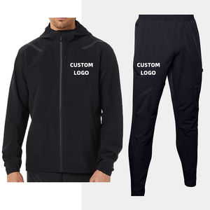 Conjunto Deportivo de 2 Piezas para Hombre, Talla Grande, Invierno 2026, Estilo Moderno, Estampado Sólido, Chaqueta Cortavientos, Poliéster, Personalizado con Parches, para Fitness - Product Image 4