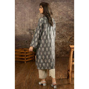 Chemise grise en acrylique jacquard à motifs floraux pour femmes - Product Image 1