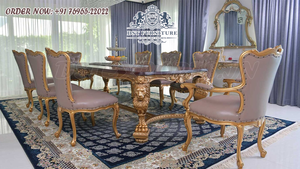 Mesa de comedor hecha a mano con sillas, diseño moderno, tallado a mano, estilo italiano - Product Image 5