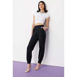 Blouse courte décontractée avec broderie en pierre, col rond, manches courtes, coupe asymétrique, logo sur le devant, 100% coton - Product Image 4