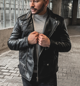 New Arrival Men's Cowhide Leather Jacket Premium Quality Streetwear Style Factory-Made <b>Canvas</b> <b>Plain</b> Dyed Men's Fashion Design - Product Image 6