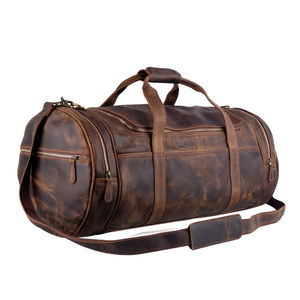 Bolsa de lona de cuero de vaca genuino de gran capacidad suave negro hombro equipaje cremallera para hombres mujeres deporte/Casual - Product Image 1