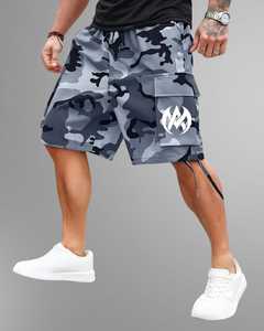 Streetwear pour hommes Camouflage Cargo Shorts Camouflage Design avec poches latérales Cordon de serrage à la taille Polyester Tissu Casual Wear Shorts - Product Image 2