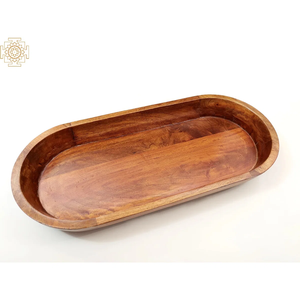 100% plateau en bois Portable de meilleure qualité écologique pour servir du café thé plateaux de cuisine polyvalents naturels Logo personnalisable - Product Image 4