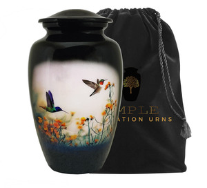 Urna Funeraria con Diseño de Colibrí y Flores para Cenizas Humanas, Estilo Europeo Americano, Diseños Personalizables, Capacidad de 220 Pulgadas Cúbicas - Product Image 2