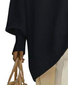 Manufacturer Black <b>Womens</b> <b>Oversized</b> Knit Sweater Polo V Neck Loose Fit Ribbed Hem Winter Casual Pullover Top <b>For</b> Daily Wear - Product Image 5