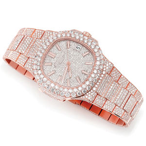 Montre en acier inoxydable avec cadran en verre traité, diamant en moissanite de qualité supérieure - Product Image 3