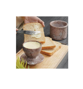 Beurrier durable en marbre d'excellente qualité avec couvercle Récipient à fromage solide pot à beurre poli brillant naturel à vendre - Product Image 2