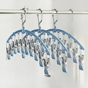 FMH059 Hot sale household hangers for cloths clothes with 10 clips modern clothes hanger hooks