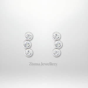 ต่างหูเพชรสามเม็ดแบบโค้งสุดหรู10K 14K ทอง18K VVS และแล็บเครื่องประดับสำหรับเจาะที่ได้รับการรับรองจาก GIA - Product Image 6