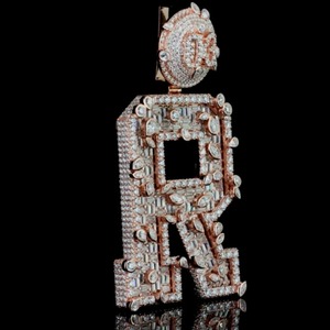 Oferta Especial: Collar con Colgante de Diamante Moissanite VVS Estilo Baguette, con Incrustaciones de Diamantes, Estilo Hip Hop, con Colgante de Letra en Plata 925 a Bajo Precio - Product Image 2