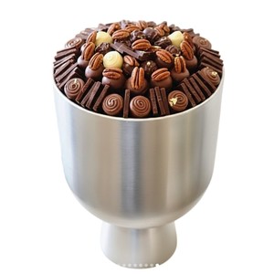 Bol à chocolat en métal argenté artisanal, design élégant, pour la table, pour servir des chocolats et des bonbons, cadeau pour l'Aïd et la Saint-Valentin - Product Image 1
