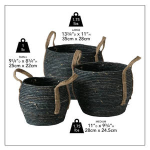 Ensemble de 3 paniers gigognes en jonc de mer naturel/paniers de rangement de couleur personnalisée artisanat vietnamien décoratif en gros bohème - Product Image 6