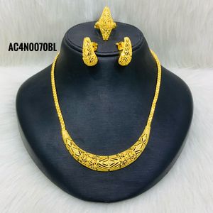 Recién llegado, conjunto de Collar corto de alta calidad con pendientes y anillos, joyería de un gramo chapada en oro de 18 quilates para mujer - Product Image 1