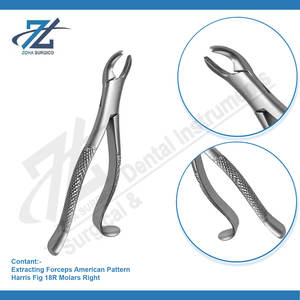 Pince d'extraction motif américain Harris Fig 18R molaires droite qualité allemande Starnderd Instruments chirurgicaux dentaires Pakistan - Product Image 3