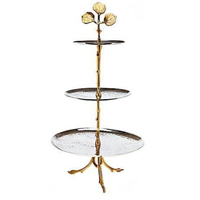 Support de décoration de gâteau en métal luxueux, design fleurs d'anémone, écologique, de haute qualité, plateaux de service pour desserts et en-cas