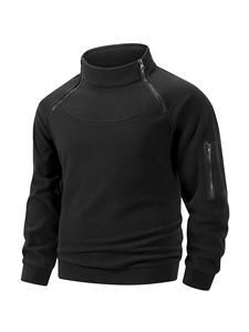 Sudadera de Forro Polar para Hombre, Invierno 2025, Cálida, Transpirable, Táctica, con Cierre, Cuello Alto, Manga Larga, Color Sólido, Informal - Product Image 4