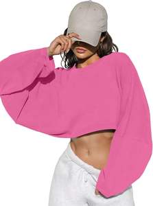 Tops courts de haute qualité pour femmes avec sweat-shirt avec logo personnalisé à imprimé bouffant Meilleur design pour l'hiver prix raisonnable haut court pour femmes - Product Image 3