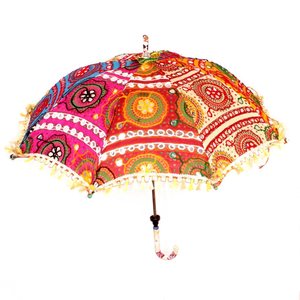 Elegante bordado Diseño de trabajo algodón mano abierta pequeño paraguas decoración para niños calle boda paraguas decorativo - Product Image 2