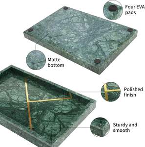 Marbre vert incrustation salle de bain vanité plateau bijoux organisateur pour parfum savon et soins de la peau élégant plateau pour comptoir décor à la maison - Product Image 3