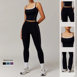 Nuevo conjunto de dos piezas de Fitness de alta calidad, conjunto de ropa de Yoga para gimnasio para mujer, conjunto de ropa deportiva sin costuras para Fitness personalizado - Product Image 3