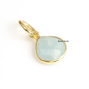 <b>Top</b> Design Custom 20x20mm <b>Heart</b> Shape Handmade Charm Bezel 925 Sterling Silver Natural Aquamarine Pendant for Women Jewelry - Product Image 3