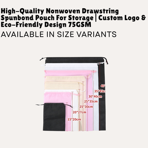 High Quality Nonwoven <b>Drawstring</b> Spunbond <b>Pouch</b> For Storage | Custom Logo & Eco Friendly Design 75GSM - Product Image 2