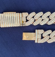 Exclusiva Cadena Cubana de Oro Rosa Sólido de 10K con Diamantes Moissanite de Corte Redondo y Baguette, Estilo Hip Hop, para Regalo Unisex o Fiesta
