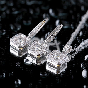 ต่างหูเซอร์คอนทรงสี่เหลี่ยมดีไซน์เรขาคณิตแบบ925เครื่องประดับเงินสเตอร์ลิง - Product Image 4