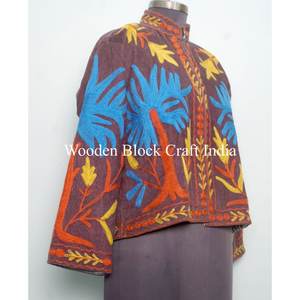 Custom Made Embroidered Suzani Woven <b>Wool</b> Jackets with Cotton Filled Artisan Craftsmanship Windproof Multi Coloured jacket - Product Image 4