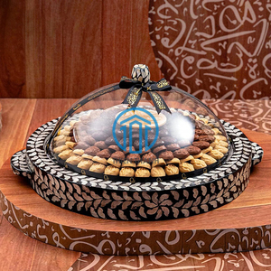 Luxury Handmade Mother of Pearl <b>Round</b> <b>Tray</b> for Chocolate Display and Serving Gift Box Organizer Made in Vietnam - Product Image 6