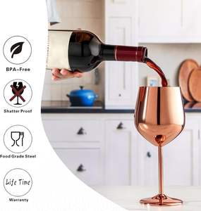 Copa de Vino de Acero Inoxidable con Acabado de Cobre, Irrompible, con Tallo, para Bar y Uso Doméstico - Product Image 4