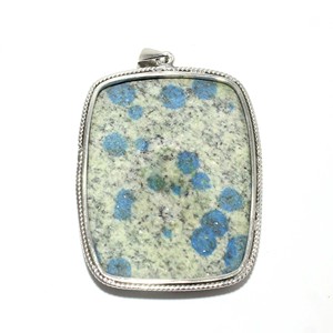 Colgante de jaspe K2 Natural de Plata de Ley 925, joyería de cabujón ovalado liso azul-verde con aplicación para la fabricación de joyas - Product Image 2