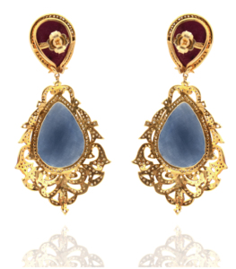 Reyes Ruby Và Blue Sapphire Đá Quý Teardrop Cổ Bông Tai Với 14K Vàng 925 Bạc Bất Kim Cương Victoria Đồ Trang Sức - Product Image 3