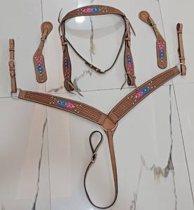 Juego de tachuelas para caballos de cuero genuino ligero, sillín inglés con tachuelas de diamantes de plumas, equipo de equitación de temporada que incluye - Product Image 3