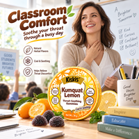KisKis Gommes Apaisantes pour la Gorge au Kumquat et Citron, Soin Herbal Chinois pour la Gorge, Gommes Dures avec Jus de Fruits Naturels