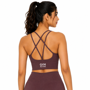 Women <b>Brown</b> Seamless Breathable High Support Spandex/Nylon Sports Bra Crop Top High Waist <b>Leggings</b> Set Custom Gym Activewear - Product Image 2